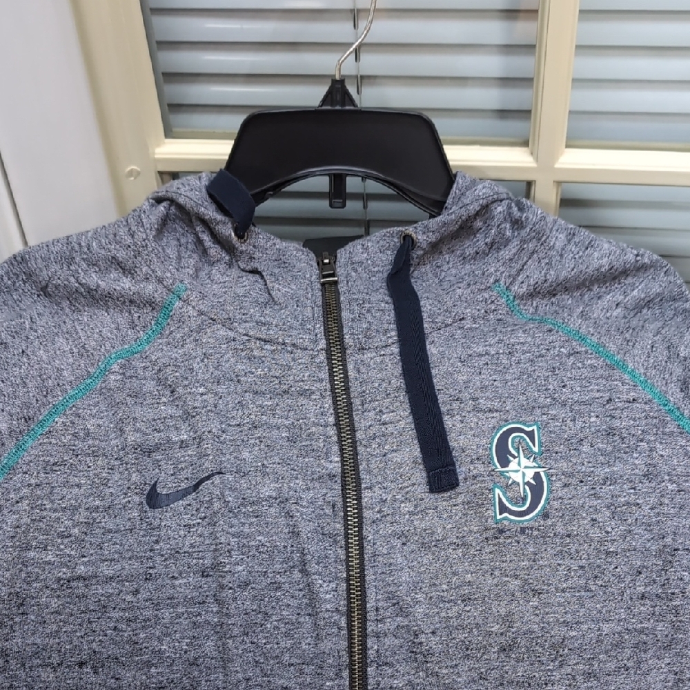Nike Heather Gray Full-Zip Hoodie with Teal Accents